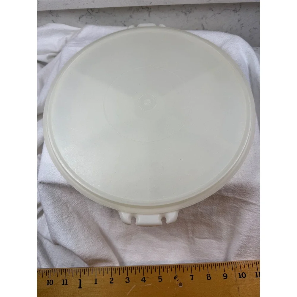 Vintage Tupperware Round divided  Sheer White‎ 12 Inch 1242 1243